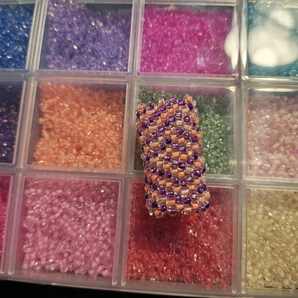 Dreadlock Bead Handmade Orange Purple Zigzag Seed Bead Hair Jewelry Peyote Charm